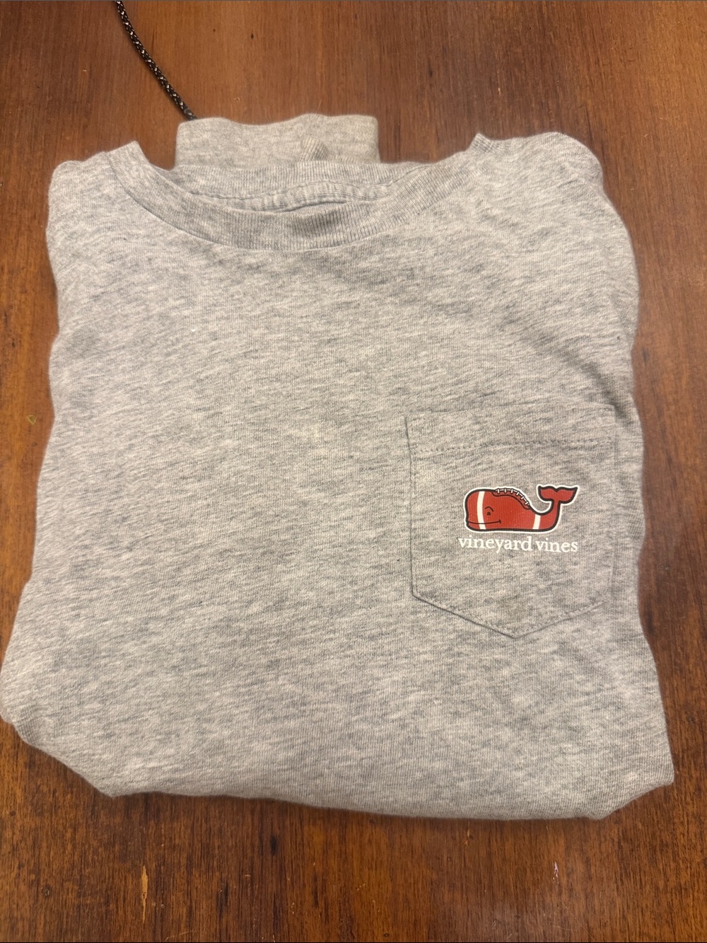 Vineyard Vines Kids Gray Pocket Tee with Red Whale